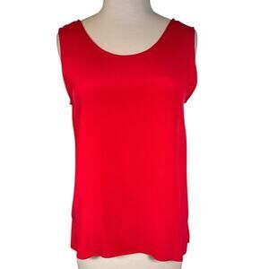 Vintage Nora Noh Red Sleeveless 100% Silk Tank Top Size Small Classic Work Wear